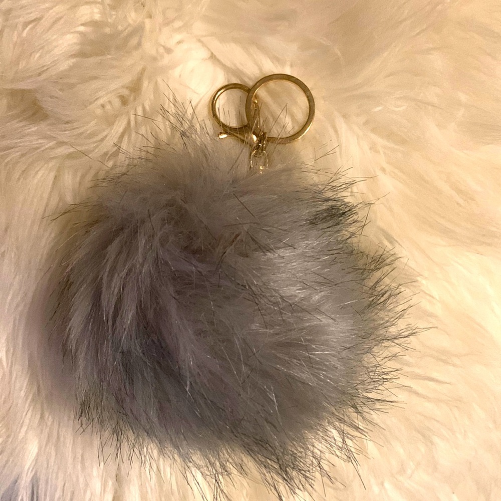 Faux fur pom pom key chain
